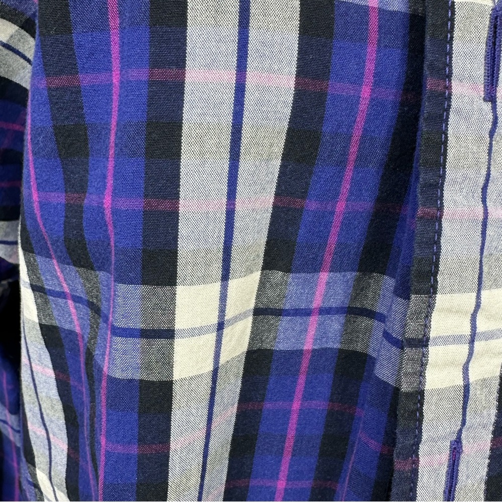 J. Crew Purple and White Plaid button down large - Picture 4 of 9